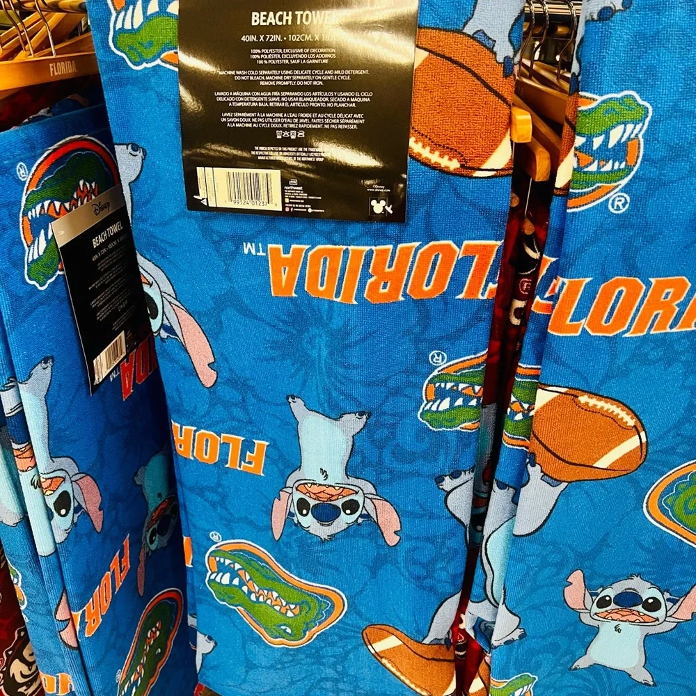 NEW Disney Blue Florida Stitch FLORIDA GATORS FOOTBALL Microfiber Beach Towel